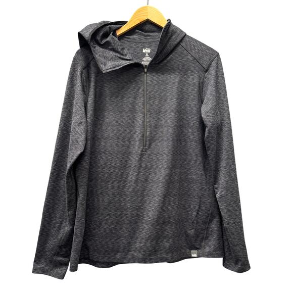 REI Co-op Hoodie Womens XL Gray Marled 1/2 Zip Pullover Midweight Base Layer - Picture 1 of 6